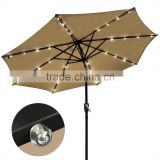 solar powered LED light deck parasol crank hexagonal umbrella