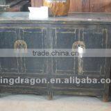 Chinese Antique Furniture Pine Wood Black Four Door Two Drawer Cabinet thumbnail-1
