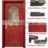 China High Quality Half View Art Glass Solid Wood Door for Bathroom thumbnail-2