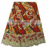 New Arrival Multiolor Design African Real Hollandais Wax With Guipure Cupion Lace thumbnail-2