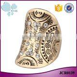 Ethnic Vintage Jewelry Zinc Alloy Rhinestone New Design Gold Finger Ring for Women thumbnail-1
