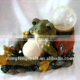 Polyresin Frog Drink Beer Solar Light Craft