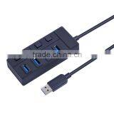 Ultra High Speed 4 Ports Usb 3.0 Hub With Individual Switch On/off Button