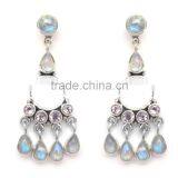 925 Sterling Silver Genuine Amethyst & Rainbow Moonstone Stud Earring Wholesale Jewellery thumbnail-1