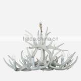 7.10-9 Large Elk Antler Chandelier With Rawhide and Mica Iron Base