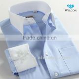 100% cotton stylish European style long sleeve blue dobby formal dress fashion designer shirts for men