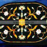 Italian Marble Inlaid Oval Shape Coffee Table Top