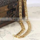 18k Gold Plated Stainless Steel 3mm Wide Small Body Chain Necklace and Bracelet Sets for Men thumbnail-3