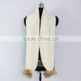 Popular Warm Crochet Scarf Real Fur Pom Pom Crochet Scarf With Hats thumbnail-5