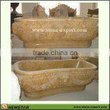 Yellow Marble Carved Bathtub