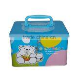 Handle Tin Cartoon Kids Coin Bank With Lock thumbnail-3