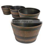 best selling products wooden effect flower pot barrel planter
