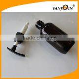 5 OZ Empty Boston Round Amber Lotion Bottle With Black Nozzle thumbnail-4