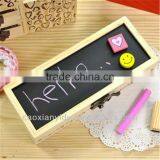 Wooden Pen Box With Blackboard and Mirror Cosmetic Boxes Pencial Case thumbnail-1