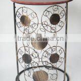 Wood Top "NEW" Circle Motif End Table Round Sofa Side Table thumbnail-4