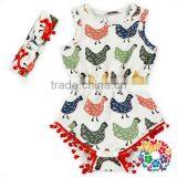 Wholesale New Born Clothes Pineapple Prints Elastic Waist Sleeveless Pom Pom Baby Girls Rompers thumbnail-2