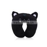 2017 New Products Custom Black Cat Bolster Cushion Cotton U-shape Head Rest Neck Pillow for Promotional Gifts