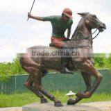 Outdoor Garden Deco Life Size Man Riding Horse Statue Bronze Sculpture thumbnail-2