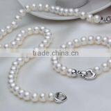 Simple 9-10mm Necklace Bracelet Freshwater Pearl Set thumbnail-1