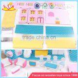 Wholesale Pink Delicate Kids Wooden Dollhouse Beautiful Children Wooden Chic Dollhouse for Sale W06A029 thumbnail-3