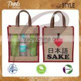 Three Bottle Wine Bag With Window & PU Leather Handle thumbnail-5
