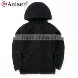 Children Garment Windproof Black Zipper-up With Hoodies Polar Fleece Children's Coats thumbnail-1