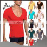 Wholesale China Men's High Quality t Shirts V Neck Short Sleeve 100% Cotton Custom Printing Men's t Shirt thumbnail-1