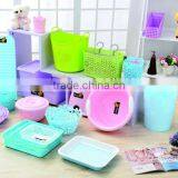 Flower Design Trash Can Office Square Plastic Waste Bin in Purple thumbnail-6