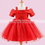 Kid Girls Flower Party Dress With Different Color Lace Flower Wedding Dress Off Shoulder Princess Fancy Dress Low MOQ thumbnail-2