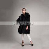 Myfur Wholesale Black Winter Warm Raccoon Fur Hood Knitted Fur Jacket For Women thumbnail-2