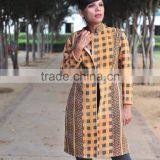 Vintage Kantha Long Jacket in Burnt Orange & Black ~ Medium thumbnail-4