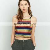 Distinctive Off-the-shoulder Spaghetti Straps Rainbow Midriff Cropped Cami Tank thumbnail-2