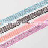 5/8 Inch Satin Ribbon Silver Chevron Design Satin Ribbon thumbnail-2