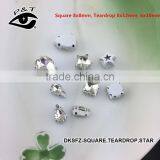 Hot Sales 8x8mm Square Shape Sew on Crystal Rhinestone With Metal Claw thumbnail-2