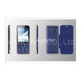 Blue Dual Sim Cards Dual Standby Phone , Four Frequency Slim Bar Mobile