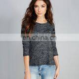 OEM China Supplier 2016 Spring Women Boxy Marled Mesh-Stripe Top thumbnail-1