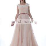 C5017 Round Neckline Lace Keyhole Back Long Length Tull Evening Dress thumbnail-2