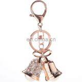 New Christmas Gold Crystal Double Bell Metal Keychain With Pearl thumbnail-1