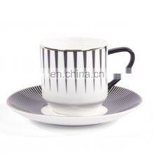 Luxury White and Black Line Ceramic Coffee Mug Tea Cup Porcelain Dinner Set For Restaurant Table Ware thumbnail-4