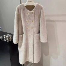 Winter New Mid-length Faux Mink Fur One-piece Eco-friendly Fur Double-breasted British-style Fur Coat thumbnail-2