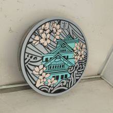 Customized Production of Ball-machined Cast Iron Japanese and European Painted Decorative Art Manhole Covers thumbnail-1