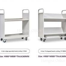 High-Quality Book Trolley for Public Libraries – Sturdy Metal Frame With Easy-to-Adjust Shelves for Customizable Storage thumbnail-2