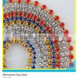 2 Rows Clear Rhinestone Silver Plated Close Roll Cup Chain Trims In Bulk thumbnail-3