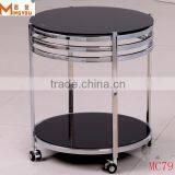 Living Room Glass Top Round Chromed Leg End Table
