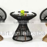 SGS Certified High Quality PE Rattan & Alum Coffee Table and Rotary Chair