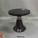 Vintage Handmade Small Round Black Pedestal Table