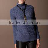 JS-15C012 long sleeve turtle neck fashion pattern women cashmere knitwear