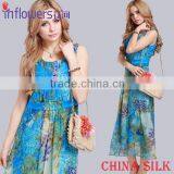 Beautiful Red Summer Floral Print Long Dress 100 Silk Beach Dress Wholesale thumbnail-3