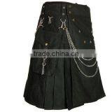 STYLISH BLACK UTILITY KILT WITH CHROME CHAIN thumbnail-3