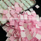100%Good Quality Pink Opal Color Square Shape 10mm Fancy Stone.new Arrival Cheap Glass Stone for Fashion Woman Bag thumbnail-2